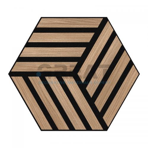 New Design Wood venee acoustic panel hexagon wall self-adhesive hexagonal acoustic panels